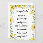 サンシャインベビーシャワー招待状 | 編集可能な黄色のフロー 案内状 (正面/裏面)