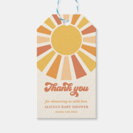 サンシャインベビーシャワー来ここの息子の黄色の光線 ギフトタグ