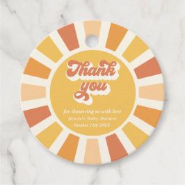 サンシャインベビーシャワー来ここの息子の黄色の光線 フェイバータグ