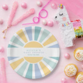 サンシャインベビーシャワー来ここの息子の黄色の光線 ペーパープレート (パーティー)