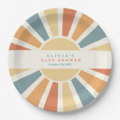 サンシャインベビーシャワー来ここの息子の黄色の光線 ペーパープレート (正面)