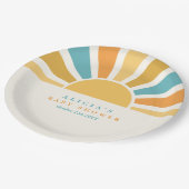 サンシャインベビーシャワー来ここの息子の黄色の光線 ペーパープレート (アングル)