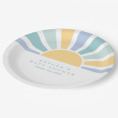 サンシャインベビーシャワー来ここの息子の黄色の光線 ペーパープレート (アングル)