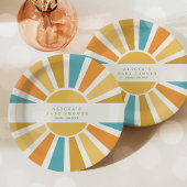 サンシャインベビーシャワー来ここの息子の黄色の光線 ペーパープレート