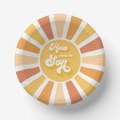 サンシャインベビーシャワー来ここの息子の黄色の光線 ペーパーボウル (正面)