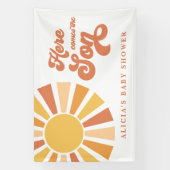 サンシャインベビーシャワー来ここの息子の黄色の光線 横断幕 (縦)