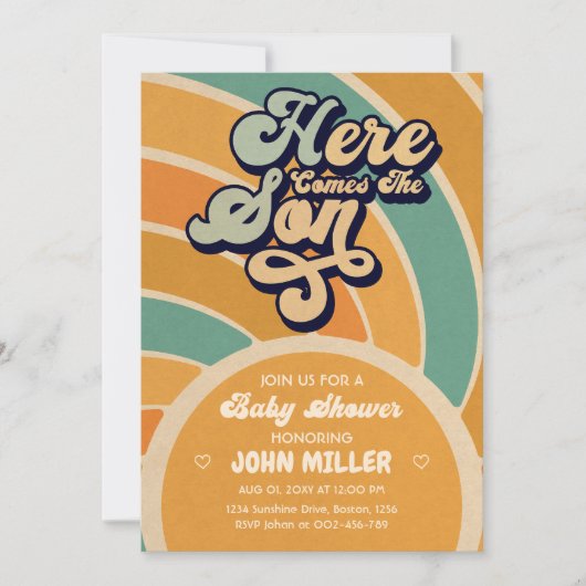 サンシャインベビーシャワー来ここザソンレトロ 招待状 (正面)