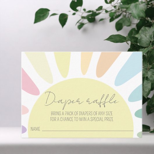 サンシャインベビーシャワー赤ちゃんシャワーおむつラッフル エンクロージャーカード
