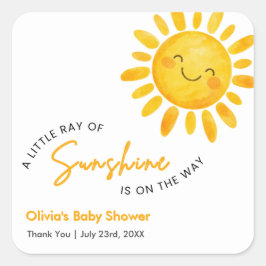 サンシャインベビーシャワー おめでとう Little Ray of Sunshine スクエアシール