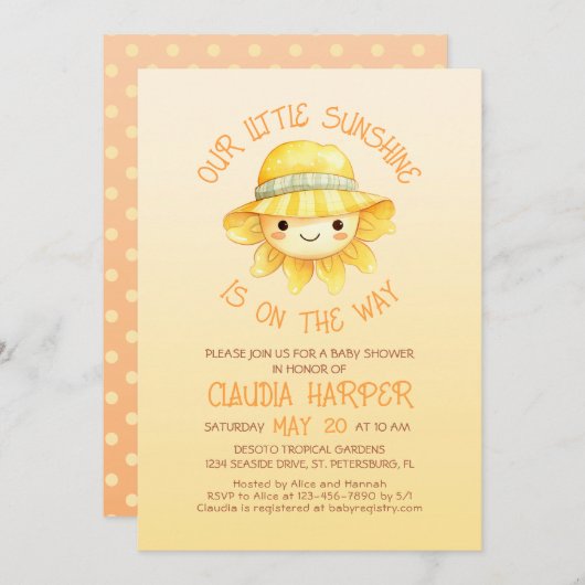 サンシャインベビーシャワー 招待状 (正面/裏面)