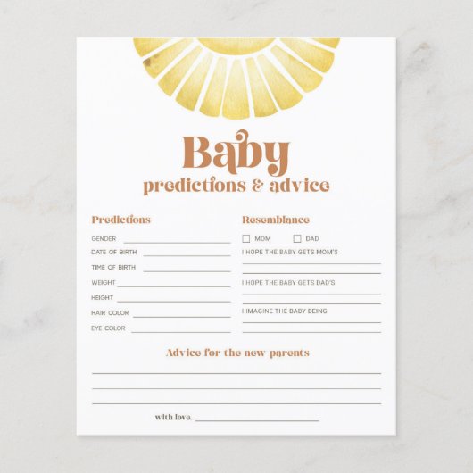 サンシャインベビー予測とアドバイスシャワーゲーム (正面)