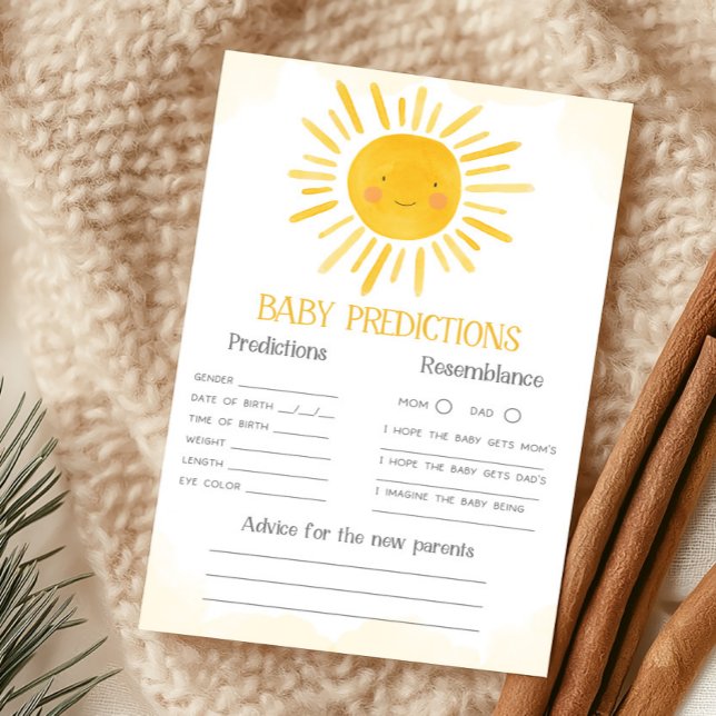 サンシャインベビー予測ゲーム (Little Ray of Sunshine Baby Shower Baby Predictions Game)