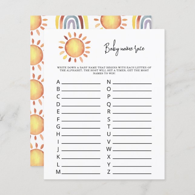 サンシャインベビー名レースゲーム (正面/裏面)