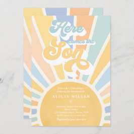 サンシャインベビー来シャワーここソンブルーレイズ 招待状