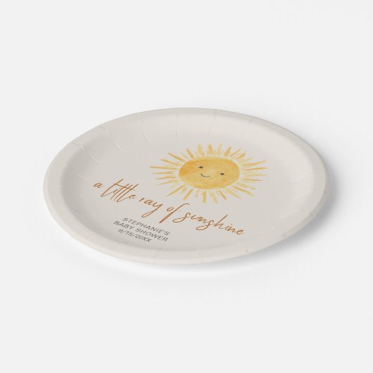 サンシャインボホベイビーシャワーの小さな光線 ペーパープレート (アングル)