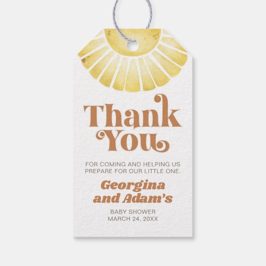 サンシャインボホベイビーシャワーレトロサンキュービッグ ギフトタグ (裏面)