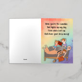 サンシャインママ眠いコーヒーランバンチコッズ 箔グリーティングカード (外側レイダウン)