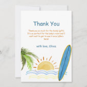 サンシャインユニークトロピカルサーフィンベビーシャワー サンキューカード (正面)