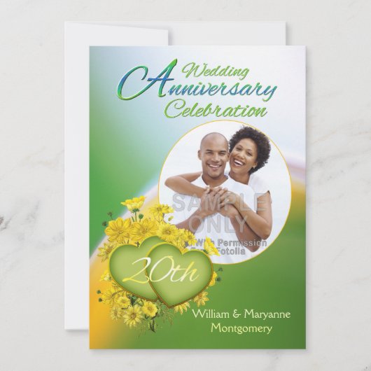 サンシャインラブ 20周年結婚記念日パーティー写真 招待状 (正面)