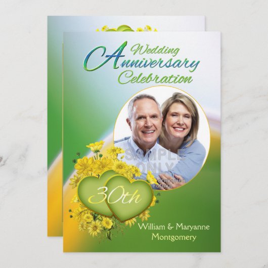 サンシャインラブ 30周年結婚記念日パーティー写真 招待状 (正面/裏面)