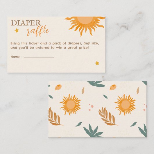 サンシャインリトルレイおむつラッフルベビーシャワー エンクロージャーカード (正面/裏面)