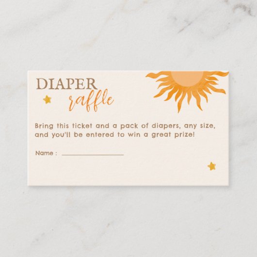 サンシャインリトルレイおむつラッフルベビーシャワー エンクロージャーカード (正面)