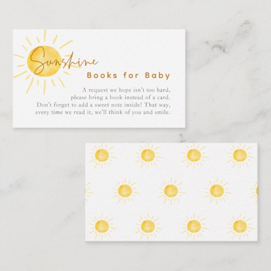 サンシャインリトルレイベビーシャワーベビー エンクロージャーカード (正面/裏面)