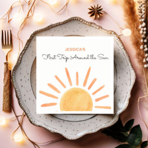 サンシャインレインボーのまわりにトリップザ・サン1歳の誕生日 スタンダードカクテルナプキン