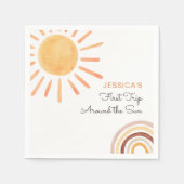 サンシャインレインボーのまわりにトリップザ・サン1歳の誕生日 スタンダードカクテルナプキン (正面)