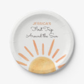 サンシャインレインボーのまわりにトリップザ・サン1歳の誕生日 ペーパープレート (正面)