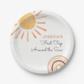 サンシャインレインボーのまわりにトリップザ・サン1歳の誕生日 ペーパープレート (正面)