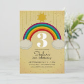 サンシャインレインボーイエロー金ゴールド誕生日パーティー 招待状 (スタンド正面)