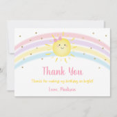 サンシャインレインボーピンク金ゴールド誕生日サンキュー 招待状 (正面)