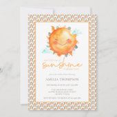 サンシャインレインボーベイビーシャワーの幸せな小さな光線 招待状 (正面)