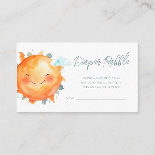 サンシャインレインボーベビーシャワーオムツラッフル エンクロージャーカード (正面)