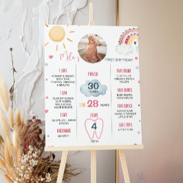 サンシャインレインボー誕生日フォトマイルストーンポスター ポスター