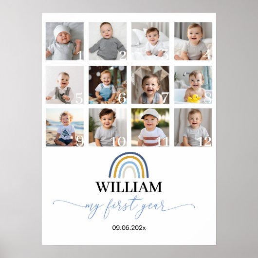 サンシャインレインボー誕生日フォトマイルストーンポスター ポスター (正面)