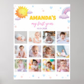 サンシャインレインボー誕生日フォトマイルストーンポスター ポスター (正面)