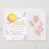 サンシャインレインボー誕生日フォト招待状 サンキューカード (正面)