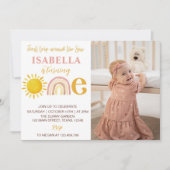 サンシャインレインボー1stバースデーフォト招待状 サンキューカード (正面)