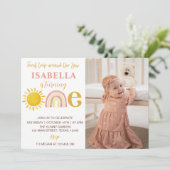 サンシャインレインボー1stバースデーフォト招待状 サンキューカード (スタンド正面)