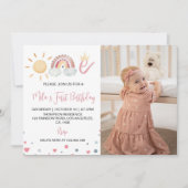 サンシャインレインボー1stバースデーフォト招待状 サンキューカード (正面)