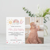 サンシャインレインボー1stバースデーフォト招待状 サンキューカード (スタンド正面)