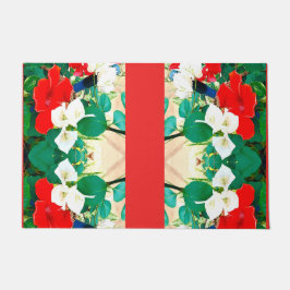 サンシャインレッドハイビスカスグリーン葉紅葉おもしろい ドアマット