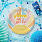 サンシャインレトロデイジー3歳の誕生日 ペーパープレート (パーティー)