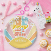 サンシャインレトロデイジー3歳の誕生日 ペーパープレート (パーティー)