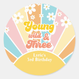 サンシャインレトロデイジー3歳の誕生日 ラウンドシール