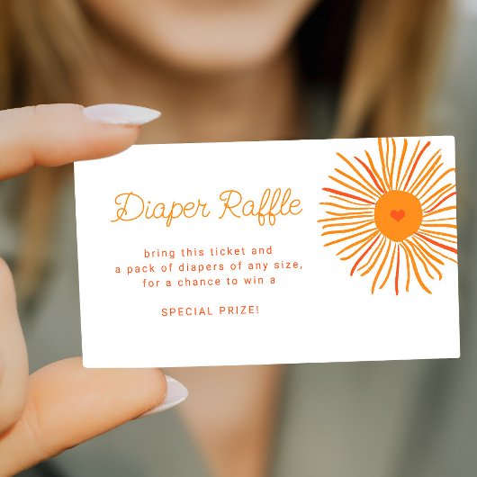 サンシャインレトロベビーシャワーおむつラッフルチケット エンクロージャーカード
