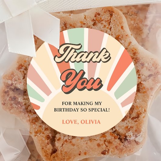 サンシャインレトロレインボーサンキューバースデーパーティー ラウンドシール