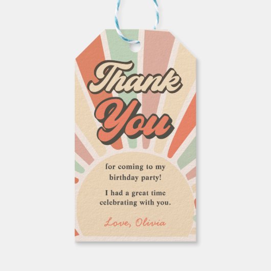 サンシャインレトロレインボーバースデーパーティー ギフトタグ (裏面)